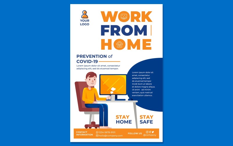 Work From Home Poster #01 Print Template Vector Graphic