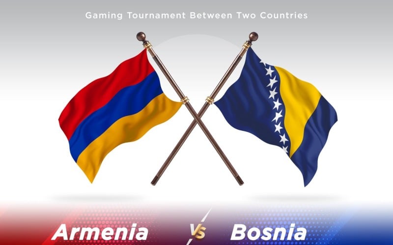 Armenia versus Bosnia Two Flags Illustration