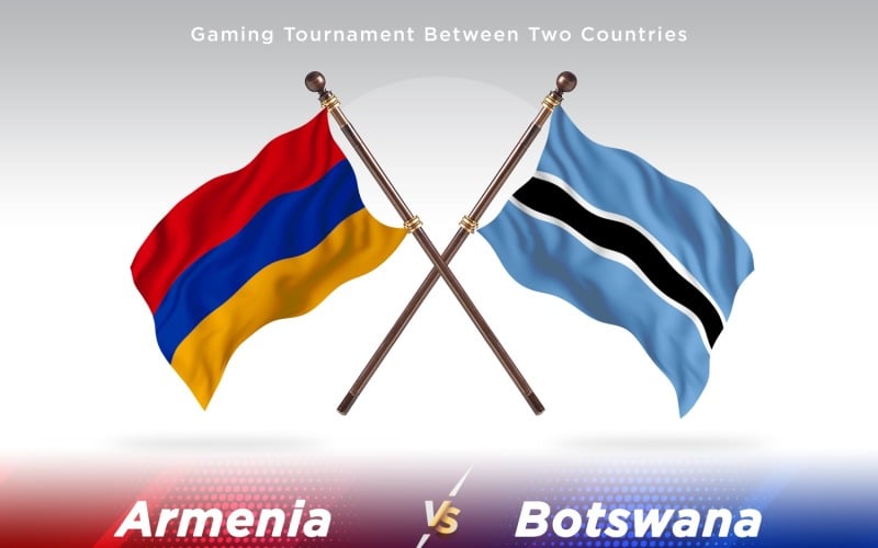 Armenia versus Botswana Two Flags. Illustration