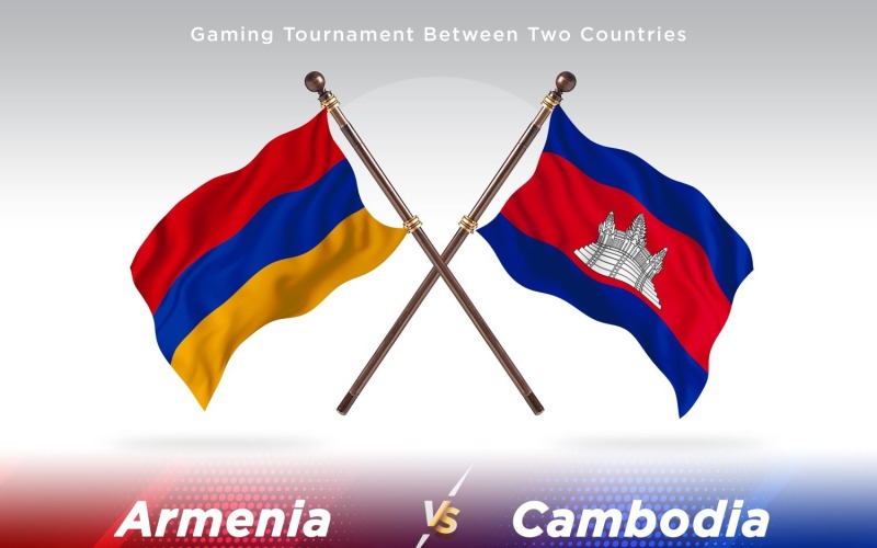Armenia versus Cambodia Two Flags. Illustration