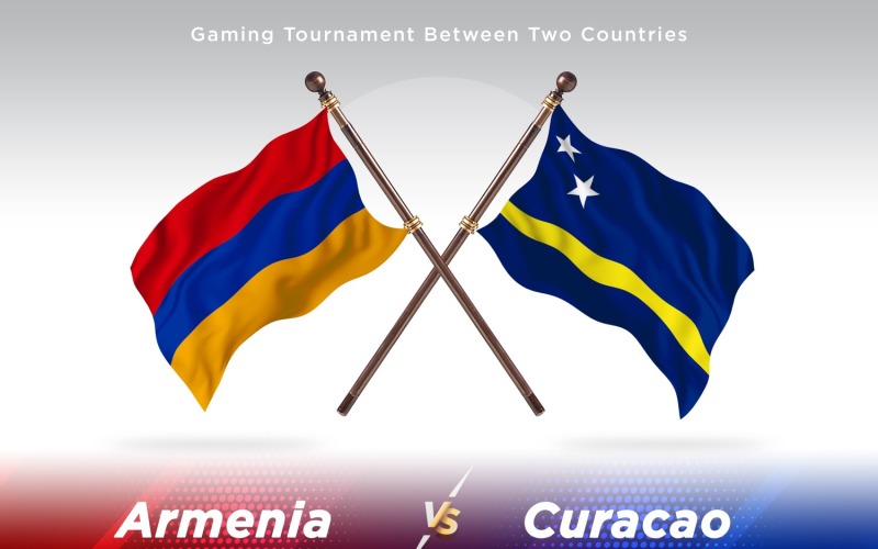 Armenia versus Curacao Two Flags. Illustration