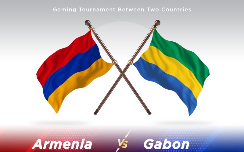 Armenia versus Gabon Two Flags Illustration
