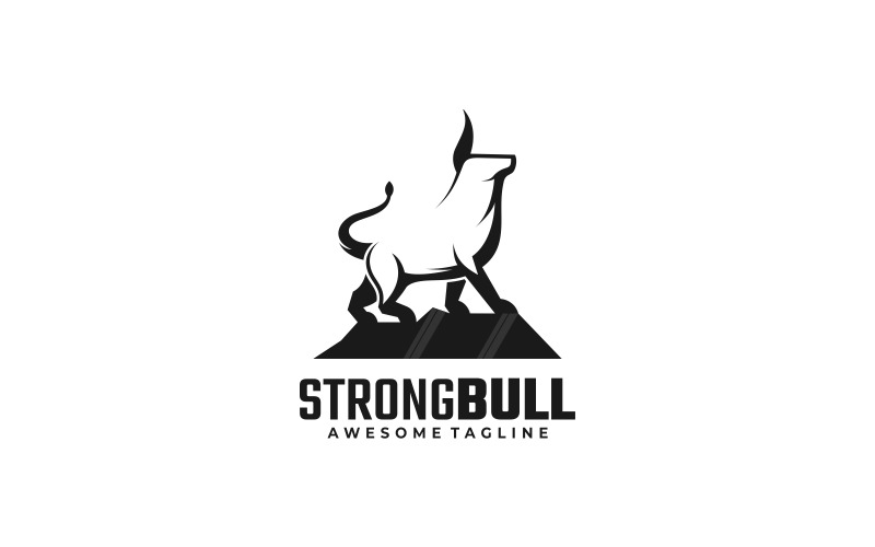 Strong Bull Silhouette Logo Logo Template