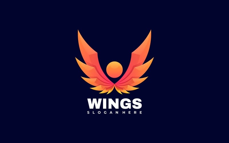Wings Gradient Logo Style Logo Template