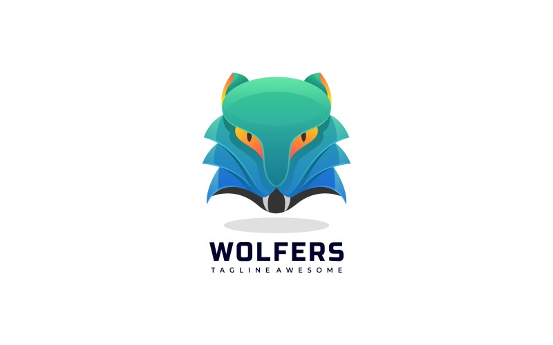 Wolf Head Gradient Logo Style Logo Template