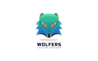 Wolf Head Gradient Logo Style