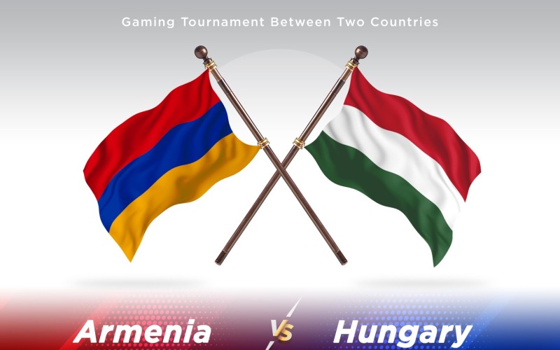Armenia versus Hungary Two Flags Illustration