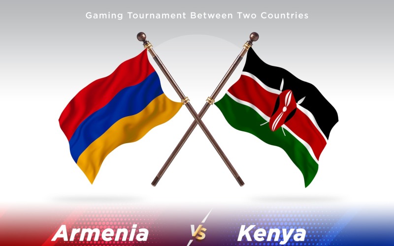 Armenia versus Kenya Two Flags Illustration
