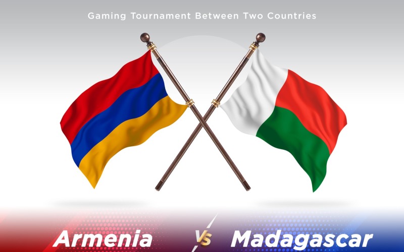 Armenia versus Madagascar Two Flags Illustration