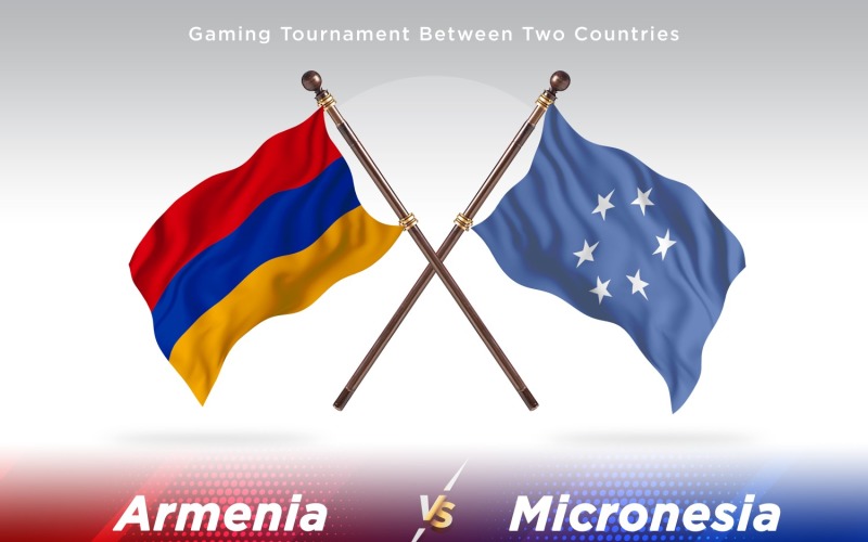Armenia versus Micronesia Two Flags Illustration