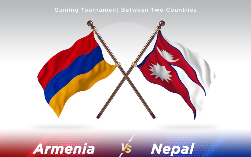 Armenia versus Nepal Two Flags Illustration