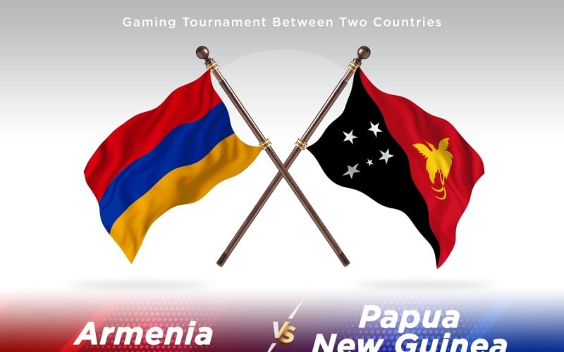 Armenia versus Papua New Guinea Two Flags Illustration