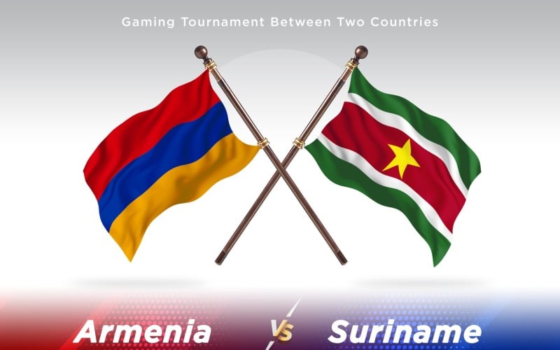 Armenia versus Suriname Two Flags Illustration