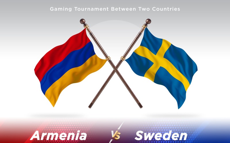 Armenia versus Sweden Two Flags Illustration