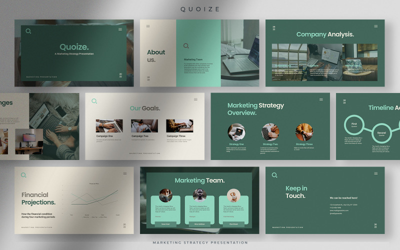 Quoize - Green Lake Marketing Strategy Presentation PowerPoint Template