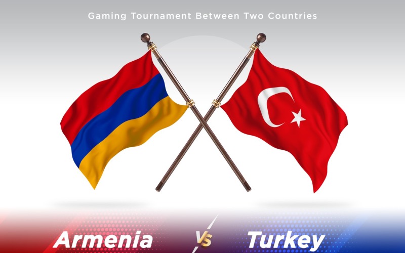 Armenia versus Turkey Two Flags Illustration