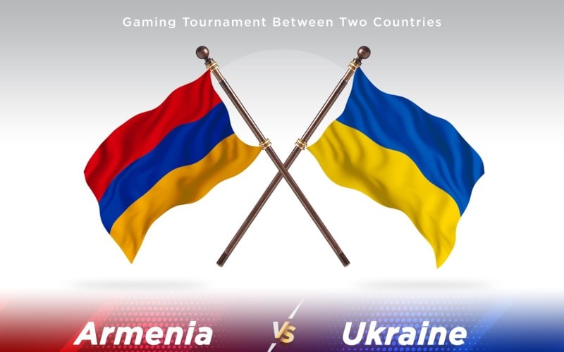 Armenia versus Ukraine Two Flags Illustration