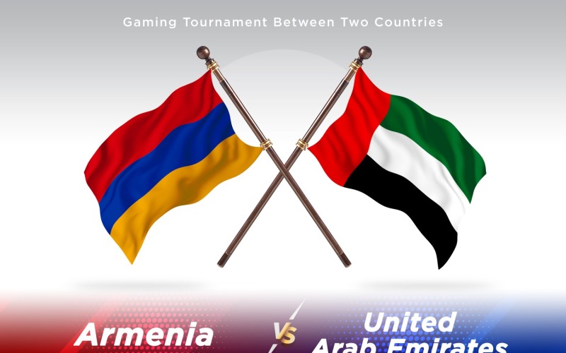 Armenia versus United Arab Emirates Two Flags Illustration