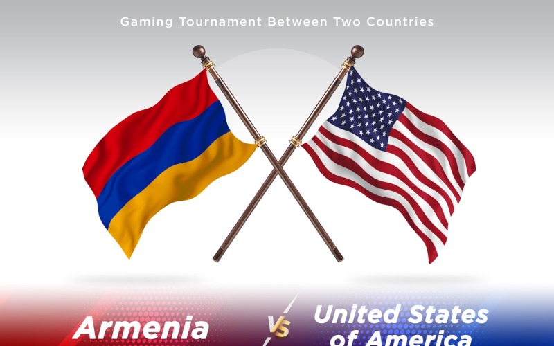Armenia versus United States of America Two Flags Illustration