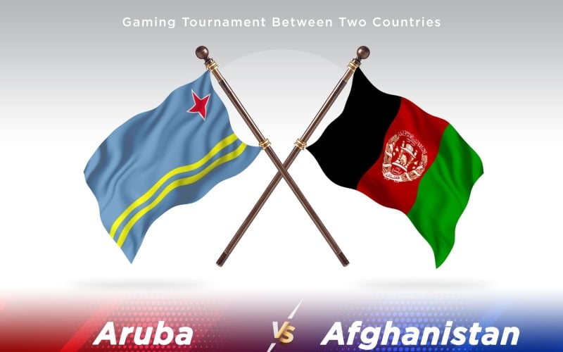Aruba versus Afghanistan Two Flags Illustration