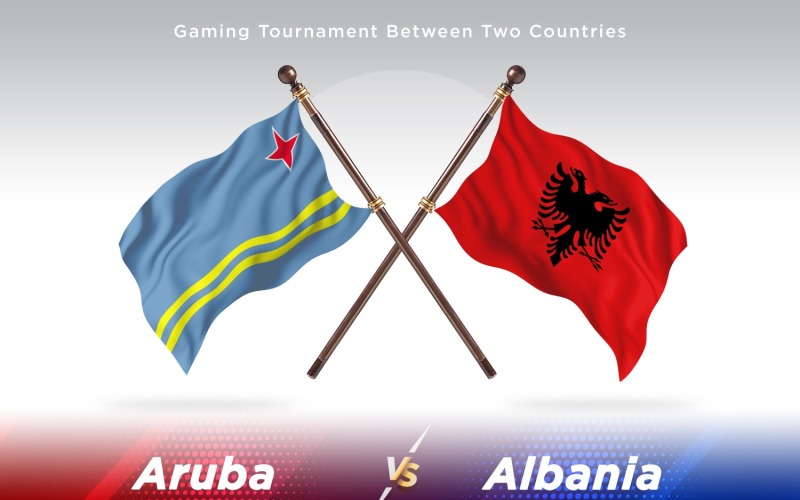 Aruba versus Albania Two Flags Illustration