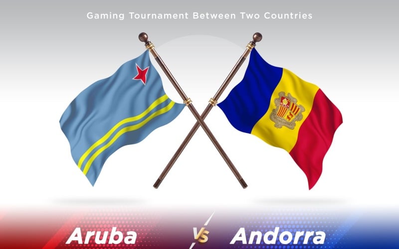 Aruba versus Andorra Two Flags Illustration