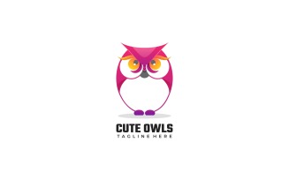 Cute Owl Gradient Logo Style