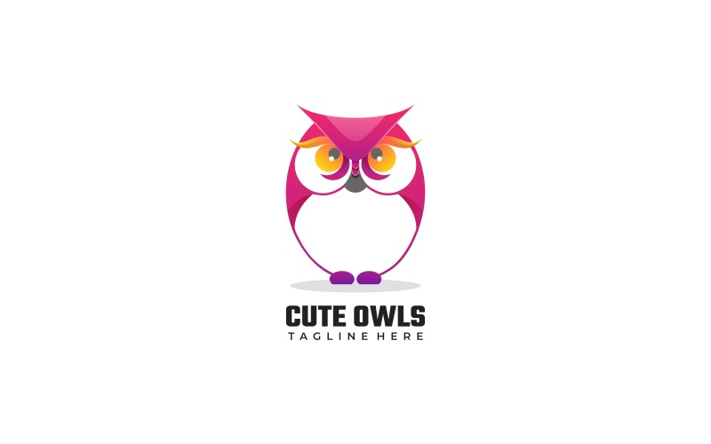 Cute Owl Gradient Logo Style Logo Template