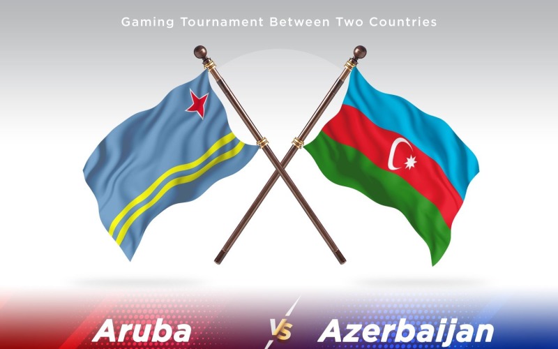Aruba versus Azerbaijan Two Flags Illustration
