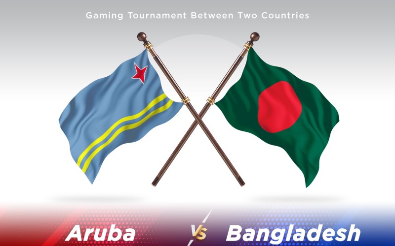 Aruba versus Bangladesh Two Flags Illustration