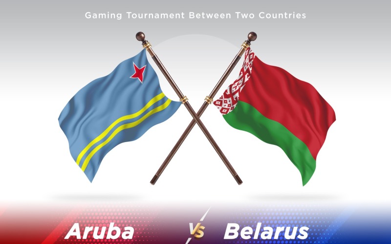 Aruba versus Belarus Two Flags Illustration