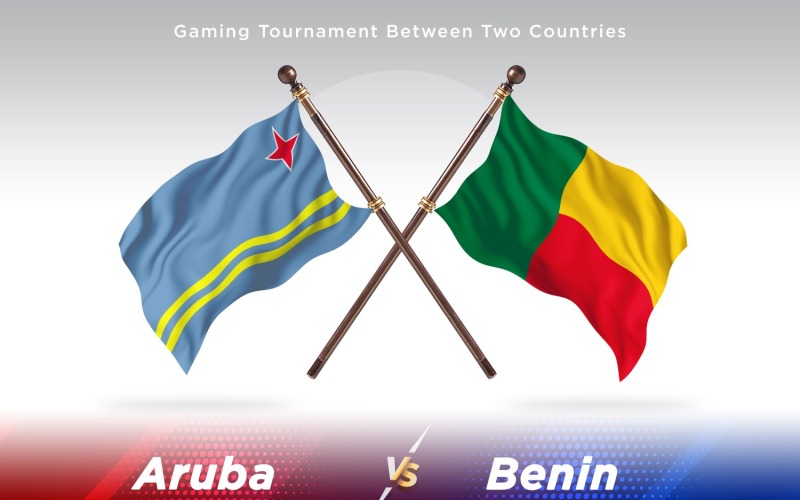 Aruba versus Benin Two Flags Illustration