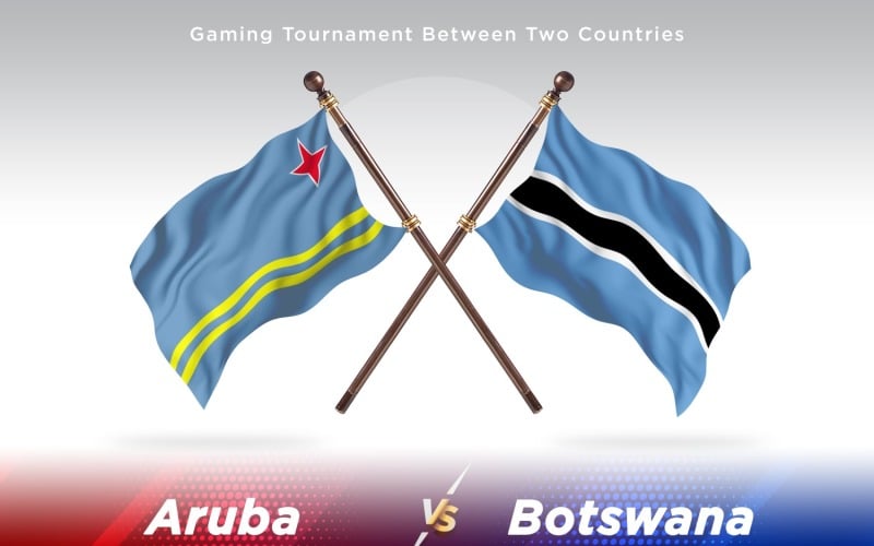 Aruba versus Botswana Two Flags Illustration