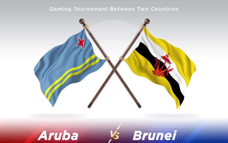 Aruba versus Brunei Two Flags Illustration