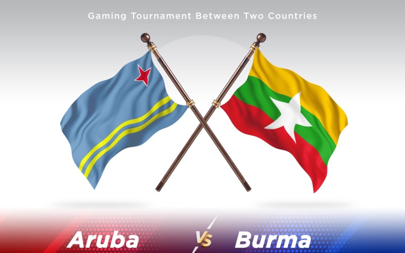 Aruba versus Burma Two Flags Illustration