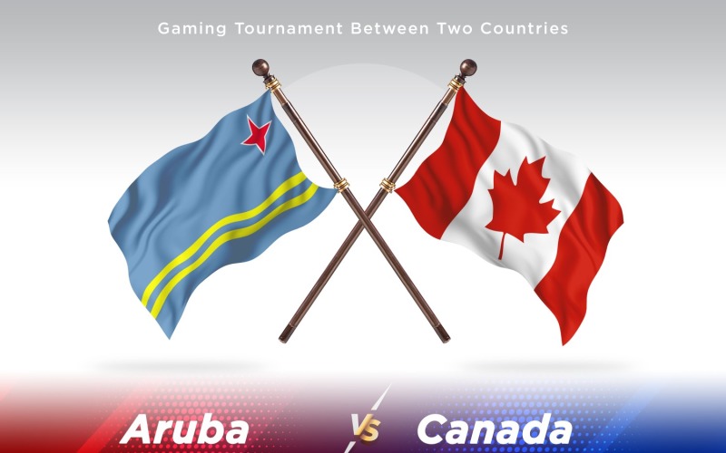 Aruba versus Canada Two Flags Illustration