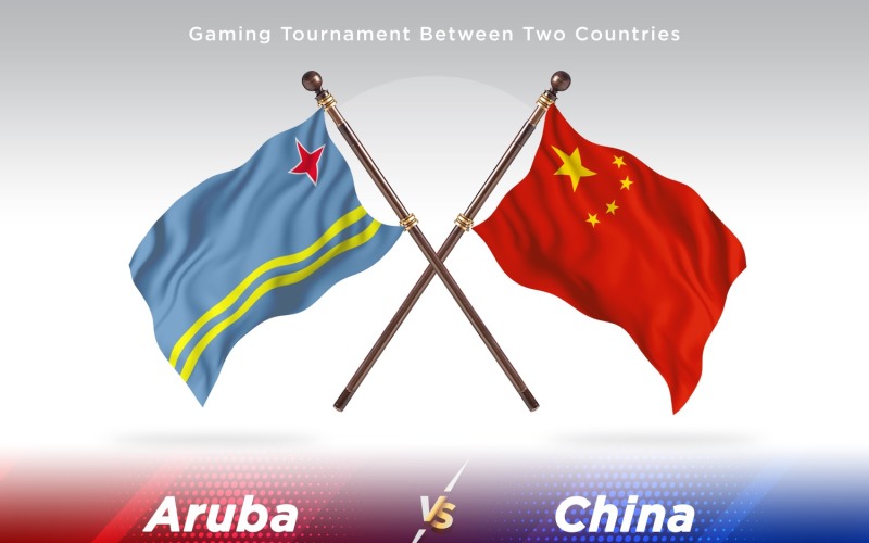 Aruba versus China Two Flags Illustration