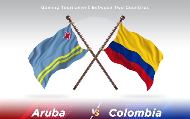 Aruba versus Colombia Two Flags Illustration