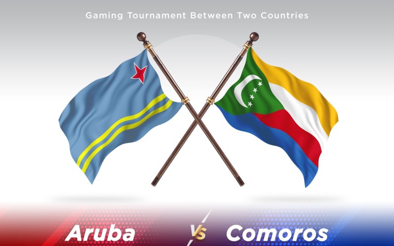 Aruba versus Comoros Two Flags Illustration