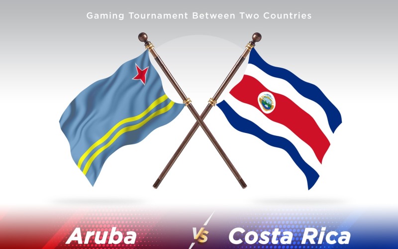 Aruba versus Costa Rica Two Flags Illustration