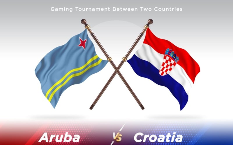 Aruba versus Croatia Two Flags Illustration