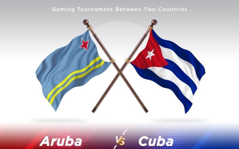 Aruba versus Cuba Two Flags Illustration