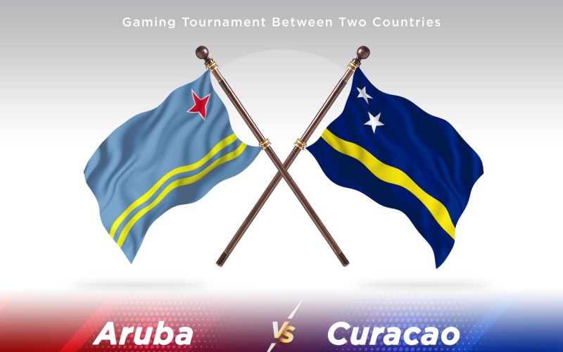 Aruba versus Curacao Two Flags Illustration