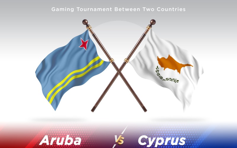 Aruba versus Cyprus Two Flags Illustration