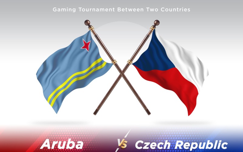 Aruba versus Czech Republic Two Flags Illustration