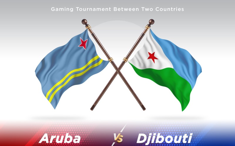 Aruba versus Djibouti Two Flags Illustration