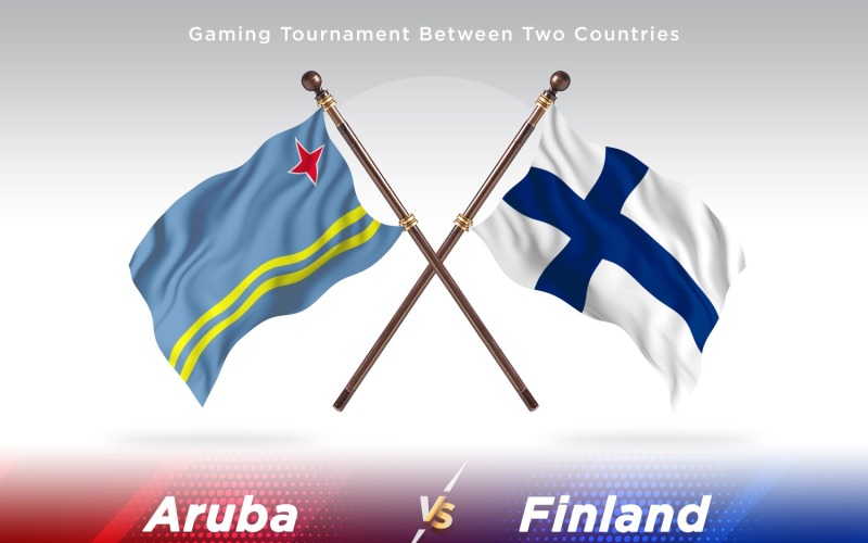 Aruba versus Finland Two Flags Illustration