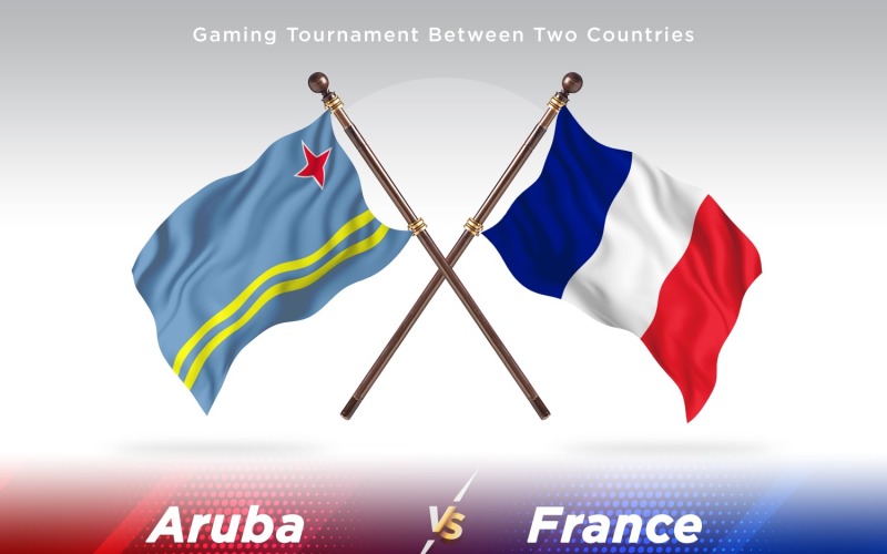 Aruba versus France Two Flags Illustration