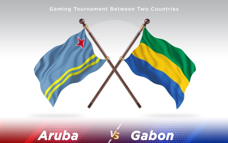 Aruba versus Gabon Two Flags Illustration