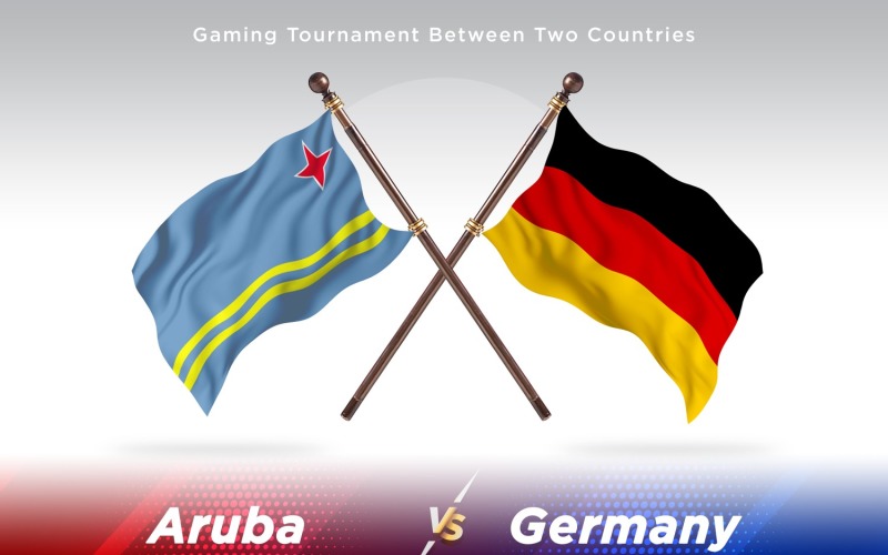 Aruba versus Germany Two Flags Illustration